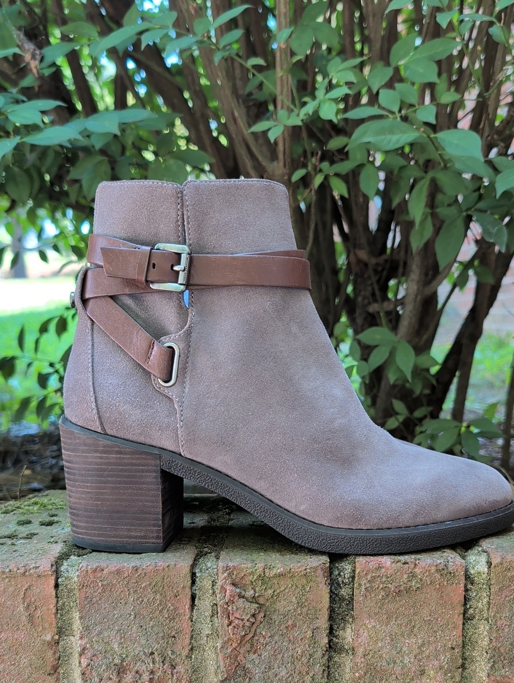 Michael Kors Fawn Storm Gray Suede Ankle Boot with Strap Detail Size 8.5 (1264)